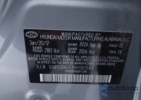 2017 Hyundai Elantra Se z USA, uszkodzony, nr VIN 5NPD84LF2HH182543